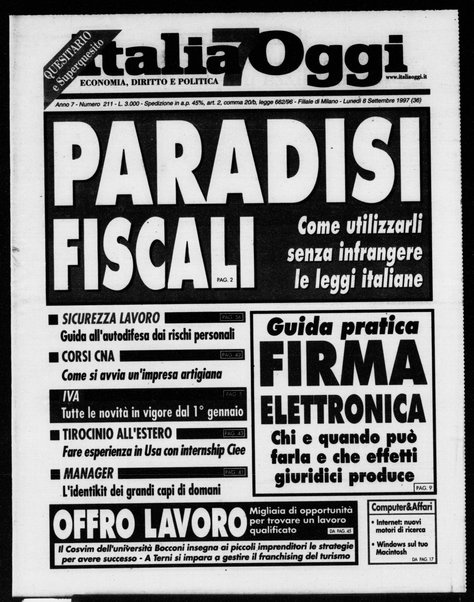 Italia oggi : quotidiano di economia finanza e politica